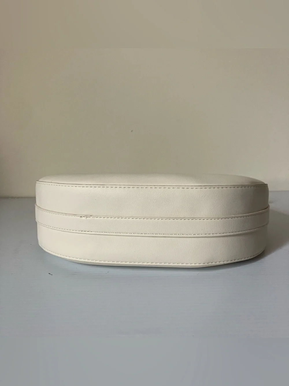 Madison West Ivory Vegan Leather Neutral Minimalist Shoulder Bag Purse
